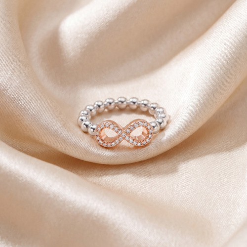 Preview: Damen Ring Unendlichkeit 925 Sterling Silber 29 Zirkonia elastisch