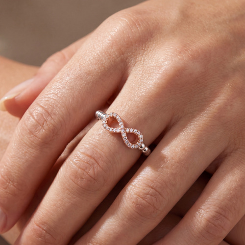 Preview: Damen Ring Unendlichkeit 925 Sterling Silber 29 Zirkonia elastisch