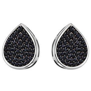 Preview: Ohrstecker Tropfen 925 Sterling Silber 56 Zirkonia schwarz