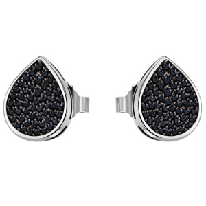 Preview: Ohrstecker Tropfen 925 Sterling Silber 56 Zirkonia schwarz