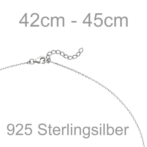 Preview: Kette mit Anhänger Anker 925 Silber bicolor vergoldet 18 Zirkonia 45 cm
