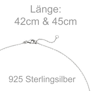 Collier Halskette 925 Sterling Silber 5 Onyxe 45 cm