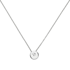 Preview: Collier Kette mit Anhänger 925 Sterling Silber 1 Zirkonia 45 cm
