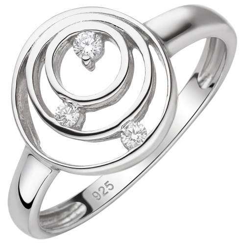 Damen Ring 925 Sterling Silber 3 Zirkonia
