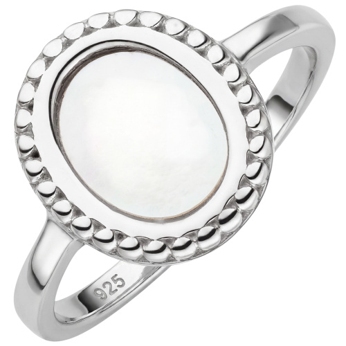 Damen Ring 925 Sterling Silber 1 Perlmutt-Einlage oval