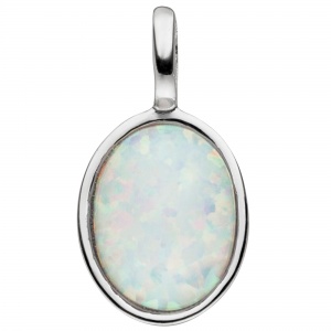 Anhänger 925 Sterling Silber 1 Opal-Imitation oval