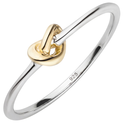 Damen Ring Knoten 925 Sterling Silber bicolor vergoldet