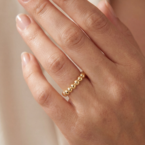 Preview: Damen Ring Kugel 925 Sterling Silber gold vergoldet Kugelring