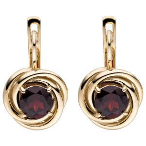 Preview: Ohrhänger 333 Gold Gelbgold 2 Granate rot Ohrringe Boutons