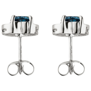 Preview: Ohrstecker Herz 585 Weißgold 2 Blautopase 22 Diamanten Brillanten
