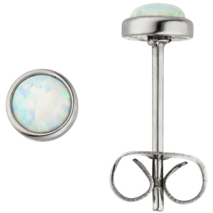 Ohrstecker Edelstahl 2 synthetische Opale 5 mm