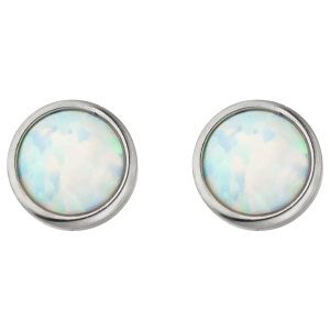 Preview: Ohrstecker Edelstahl 2 synthetische Opale 5 mm