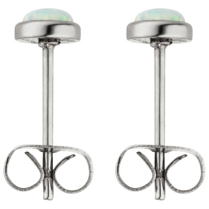 Preview: Ohrstecker Edelstahl 2 synthetische Opale 5 mm