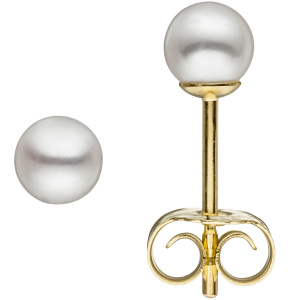 Ohrstecker 585 Gold Gelbgold 2 Süßwasser Perlen 4,5 mm