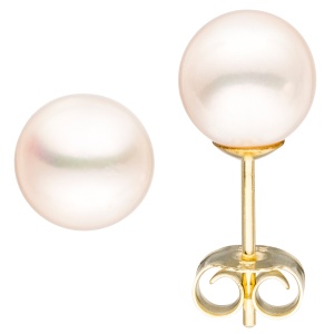 Ohrstecker 333 Gold Gelbgold 2 Süßwasser Perlen 7,5 mm