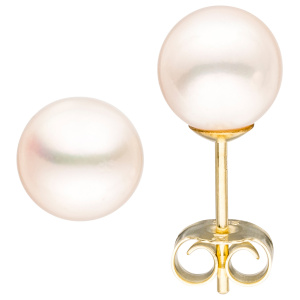 Ohrstecker 585 Gold Gelbgold 2 Süßwasser Perlen 7,5 mm