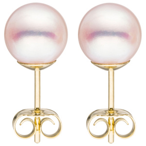 Preview: Ohrstecker 585 Gold Gelbgold 2 Akoya Perlen 8 mm