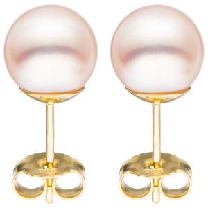 Preview: Ohrstecker 585 Gold Gelbgold 2 Akoya Perlen 8,5 mm