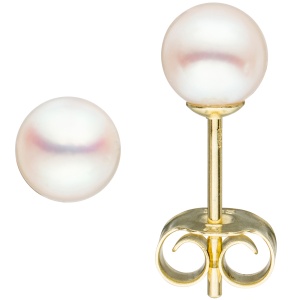 Ohrstecker 585 Gold Gelbgold 2 Akoya Perlen 5 mm
