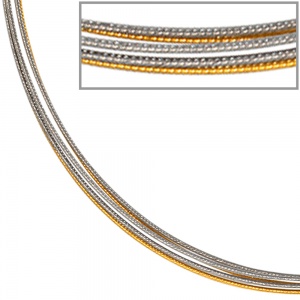 Halsreif 5-reihig bicolor vergoldet 42 cm Halskette Kette