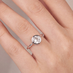Damen Ring 925 Sterling Silber 1 Rosenquarz