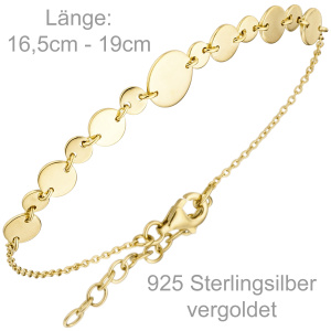 Armband 925 Sterling Silber gold vergoldet 19 cm