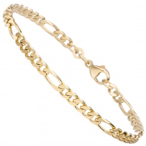 Figaroarmband 333 Gold Gelbgold massiv diamantiert 21 cm Armband Goldarmband