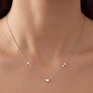 Preview: Collier Halskette Glaube Liebe Hoffnung 925 Sterling Silber 43 cm