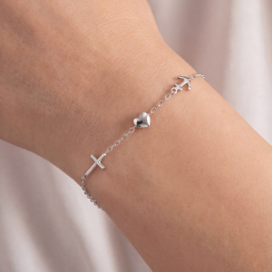 Armband Glaube Liebe Hoffnung 925 Sterling Silber 19 cm