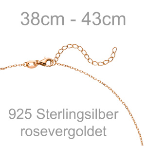 Preview: Collier Halskette Glaube Liebe Hoffnung 925 Silber rotgold vergoldet 43 cm
