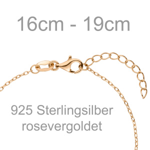 Armband Glaube Liebe Hoffnung 925 Sterling Silber rotgold vergoldet 19 cm