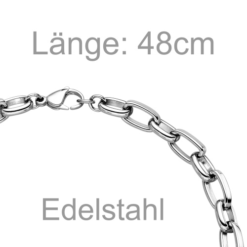 Preview: Halskette Kette Edelstahl 48 cm Karabiner