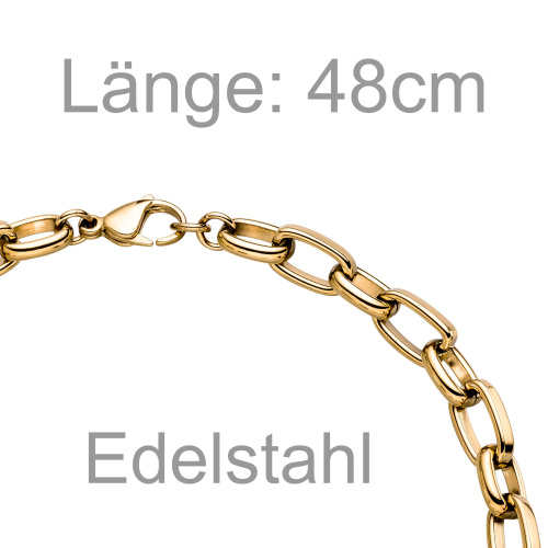 Preview: Halskette Kette Edelstahl gelbgoldfarben beschichtet 48 cm