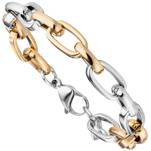 Preview: Armband Edelstahl bicolor beschichtet 22 cm