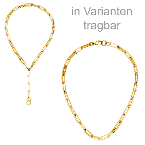 Preview: Y-Collier Halskette Edelstahl gelbgoldfarben beschichtet 55 cm