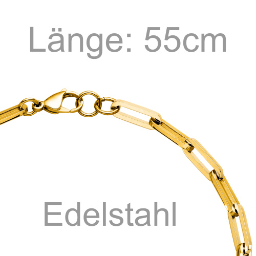 Preview: Y-Collier Halskette Edelstahl gelbgoldfarben beschichtet 55 cm