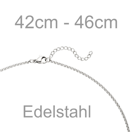 Preview: Collier Kette mit Anhänger Edelstahl 46 cm Karabiner