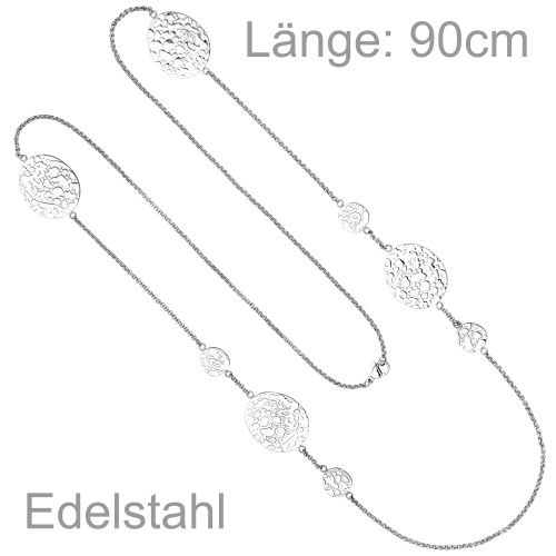Preview: Collier Halskette aus Edelstahl 90 cm Kette