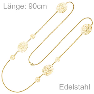 Preview: Collier Halskette Edelstahl gelbgoldfarben beschichtet 90 cm Kette