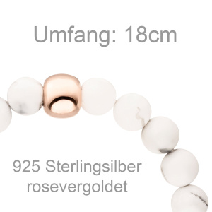 Armband mit Howlith und 925 Silber rotgold vergoldet endlos elastisch