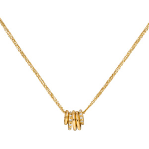 Collier Kette mit Anhänger 585 Gold Gelbgold 24 Diamanten Brillanten 45 cm