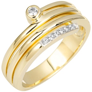Damen Ring 585 Gold Gelbgold 8 Diamanten Brillanten Goldring