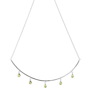 Preview: Collier Halskette 585 Gold Weißgold 5 Peridote grün 44 cm Kette