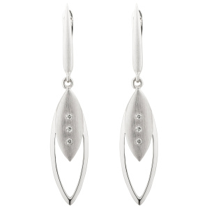 Preview: Ohrhänger 585 Gold Weißgold matt 6 Diamanten Brillanten Ohrringe Boutons