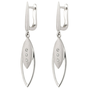 Preview: Ohrhänger 585 Gold Weißgold matt 6 Diamanten Brillanten Ohrringe Boutons