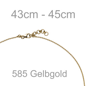 Preview: Collier Kette mit Anhänger 585 Gold Hämatit Gelbgold 19 Diamanten 45 cm
