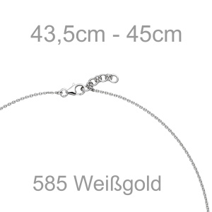 Preview: Collier Halskette 585 Gold Weißgold 14 Diamanten Brillanten 45 cm