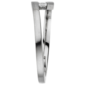 Preview: Damen Ring 950 Platin matt 1 Diamant im Caree-Schliff