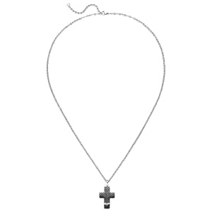 Collier Halskette mit Kreuz-Anhänger aus Edelstahl mit Zirkonia 56 cm