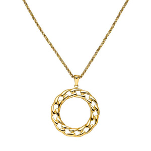 Preview: Collier Kette mit Anhänger Edelstahl goldfarben beschichtet 46 cm